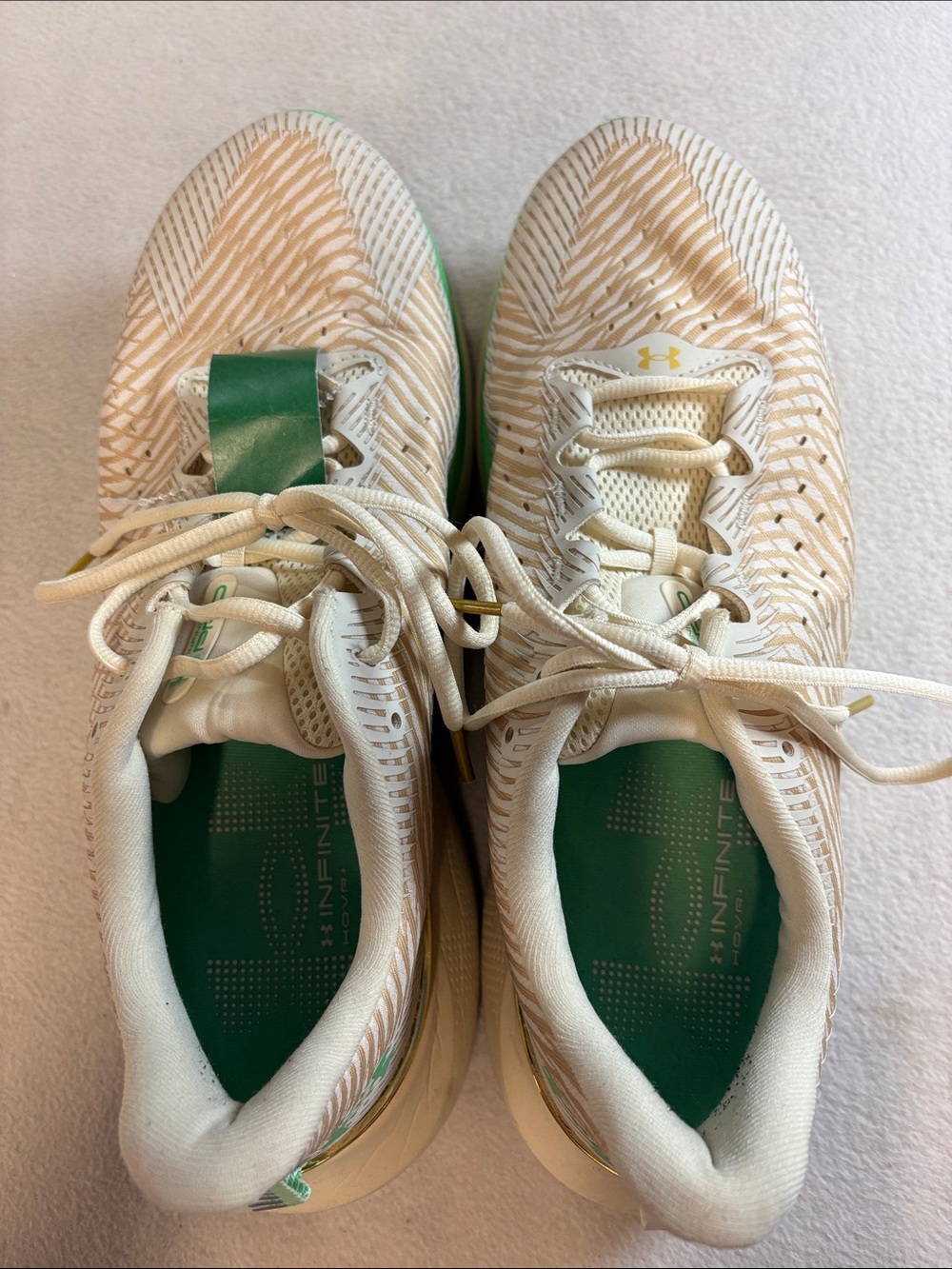Under Armour White & Green Performance Running Sneakers